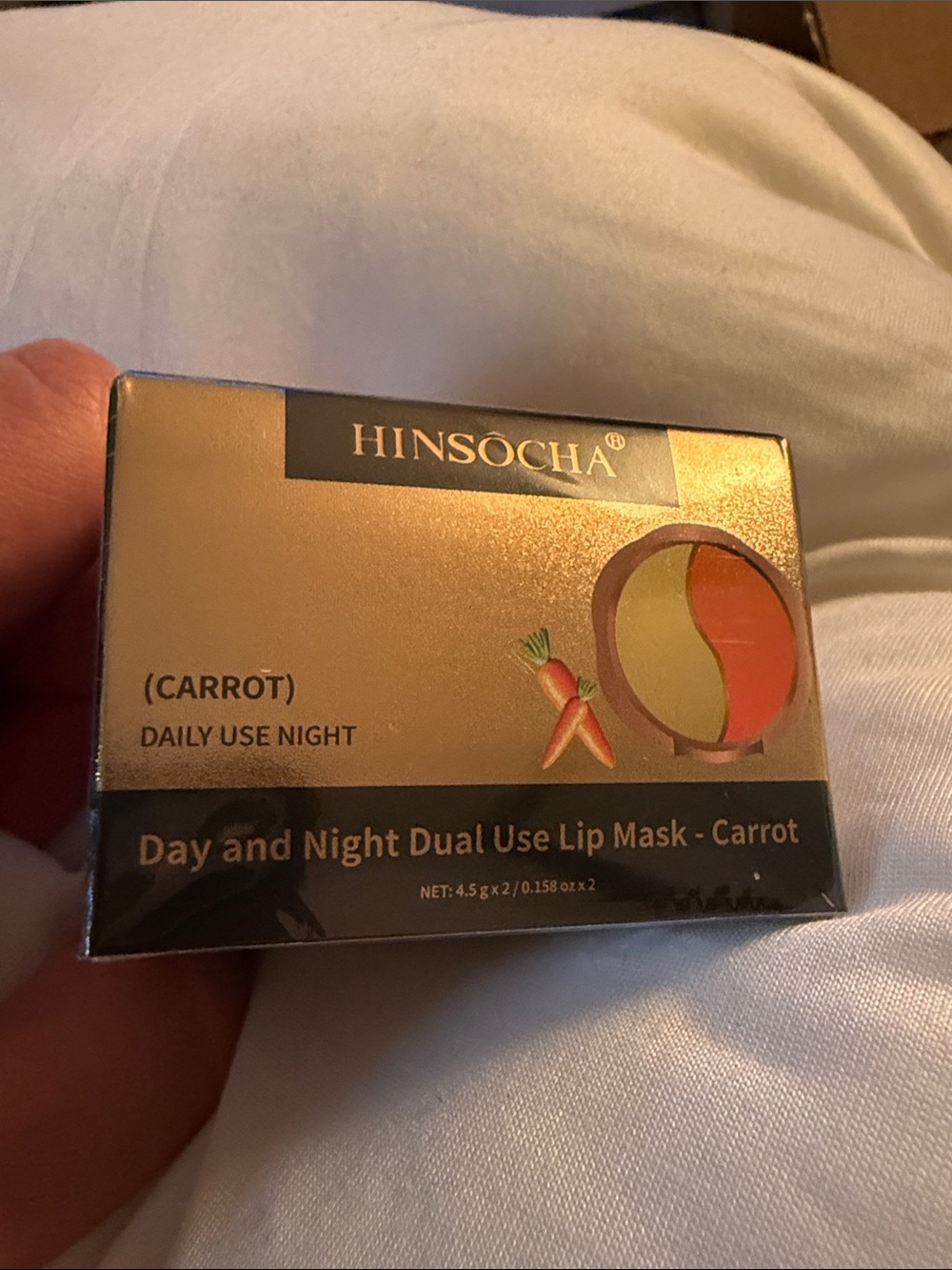 Hinsocha Day and Night Dual Use Lip Mask Carrot 4.5g New